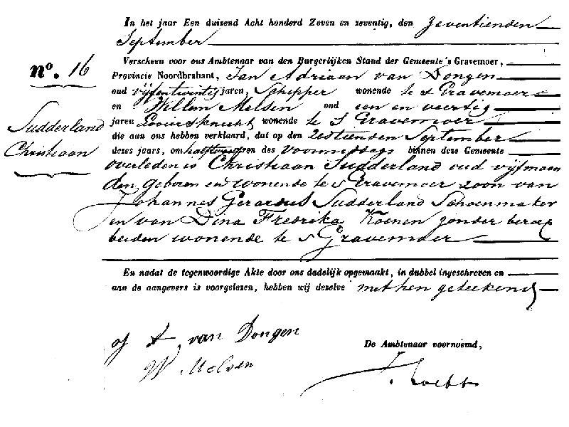 18770917 ovl akte 16 Christiaan zv JG Sudderland - DF Koenen.